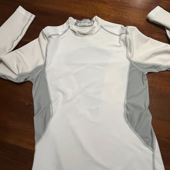 Nike Mens Pro Combat Dri Fit Crew Neck Long Sleeve Fitted Pullover Shirt Size M - Picture 12 of 13